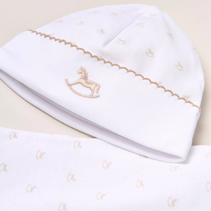 Blue Almonds Ltd Baby Embroidered Hat - Beige Rocking Horse Blue Almonds X Lyda Baby