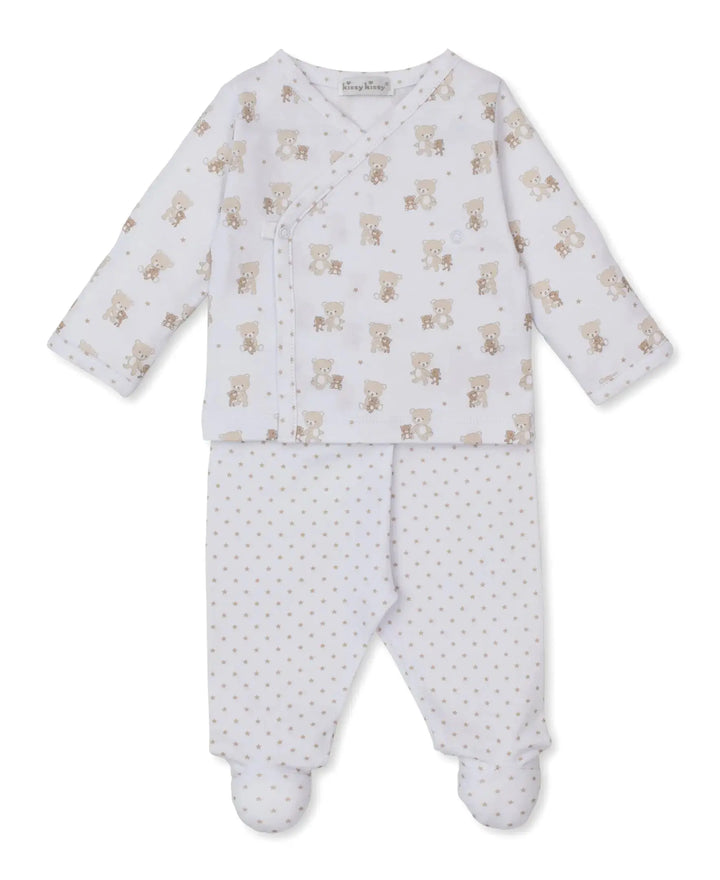 Blue Almonds Ltd Baby Footed Pant Set- Teddy Bear Love Kissy Kissy