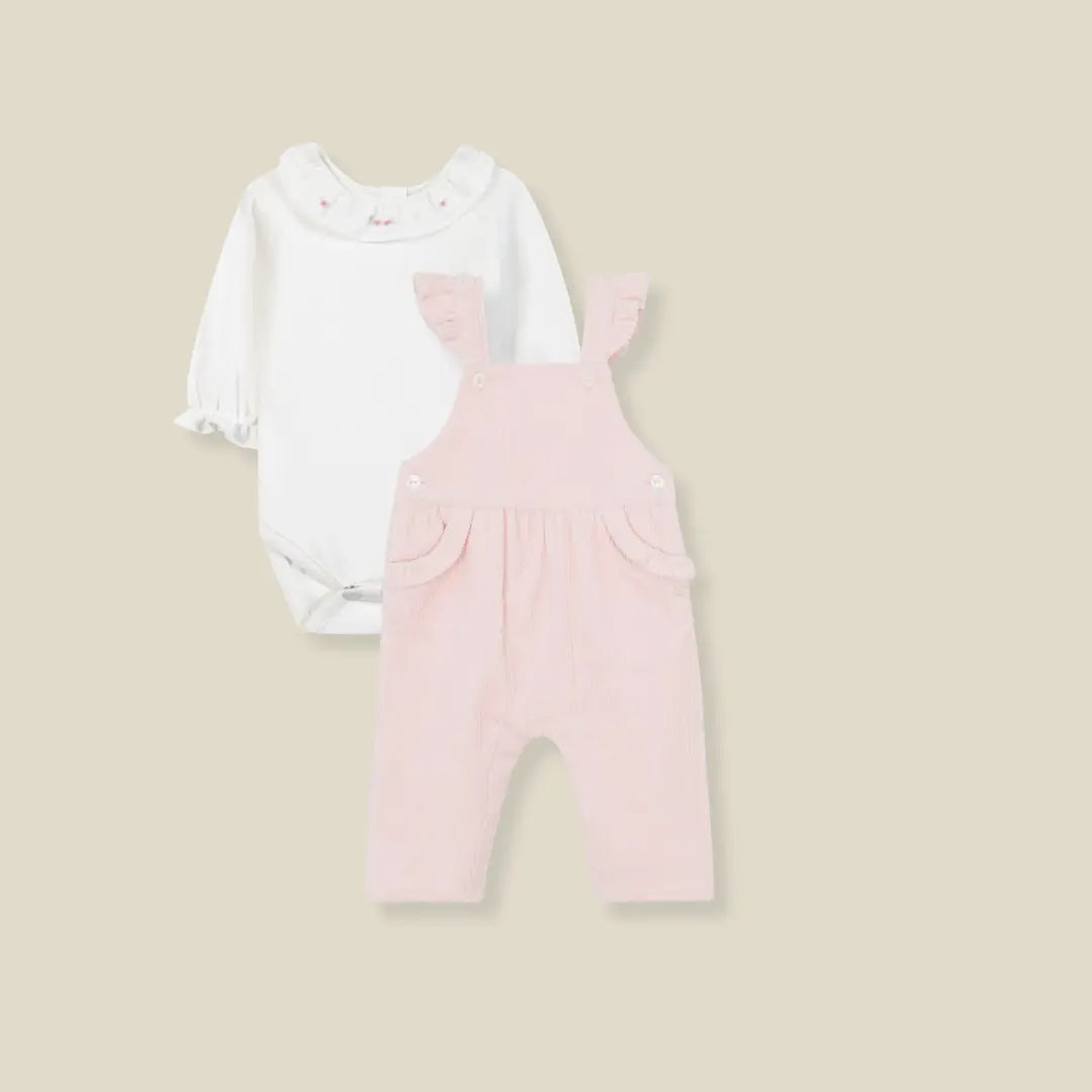 Blue Almonds Ltd Baby Girls Blush Pink Dungarees & Bodysuit Set Tartine et Chocolat