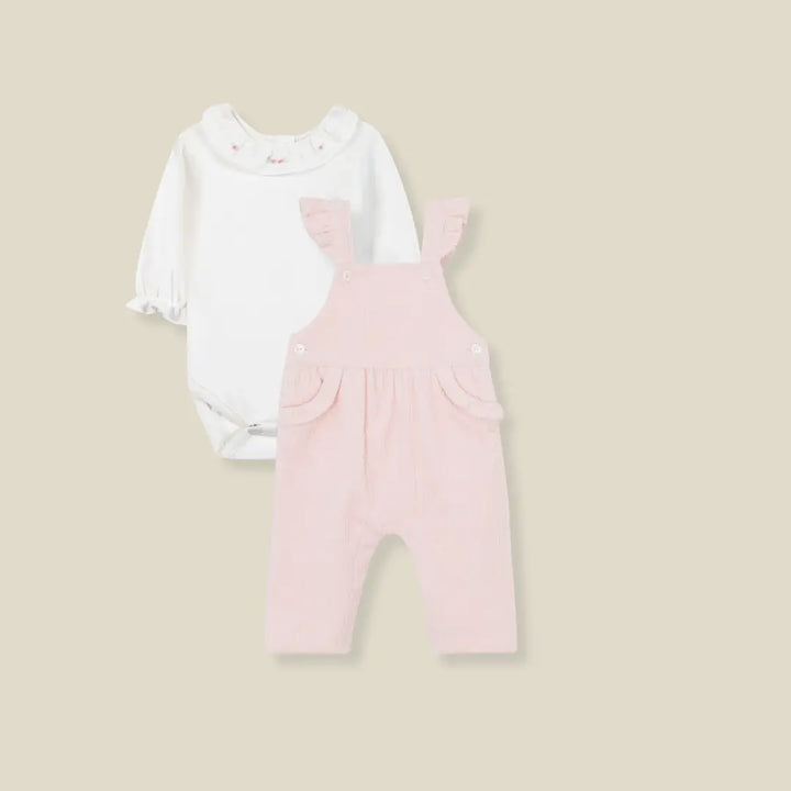 Blue Almonds Ltd Baby Girls Blush Pink Dungarees & Bodysuit Set Tartine et Chocolat