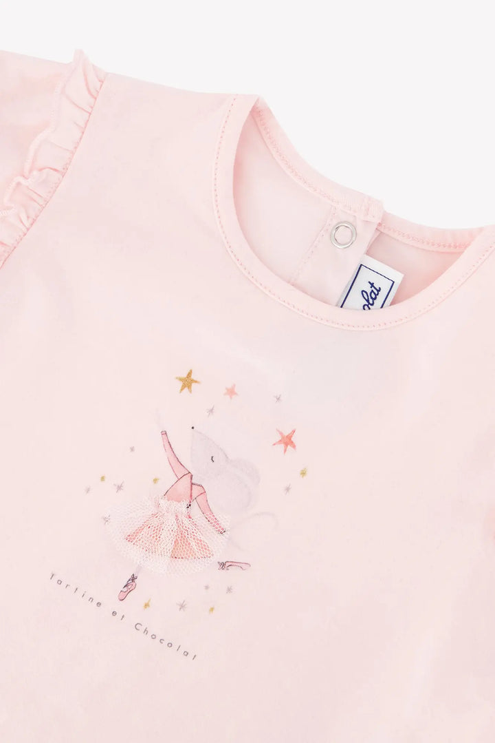 Blue Almonds Ltd Baby Girls Blush Pink T-Shirt & Grey Marl Tracksuit Set Tartine et Chocolat