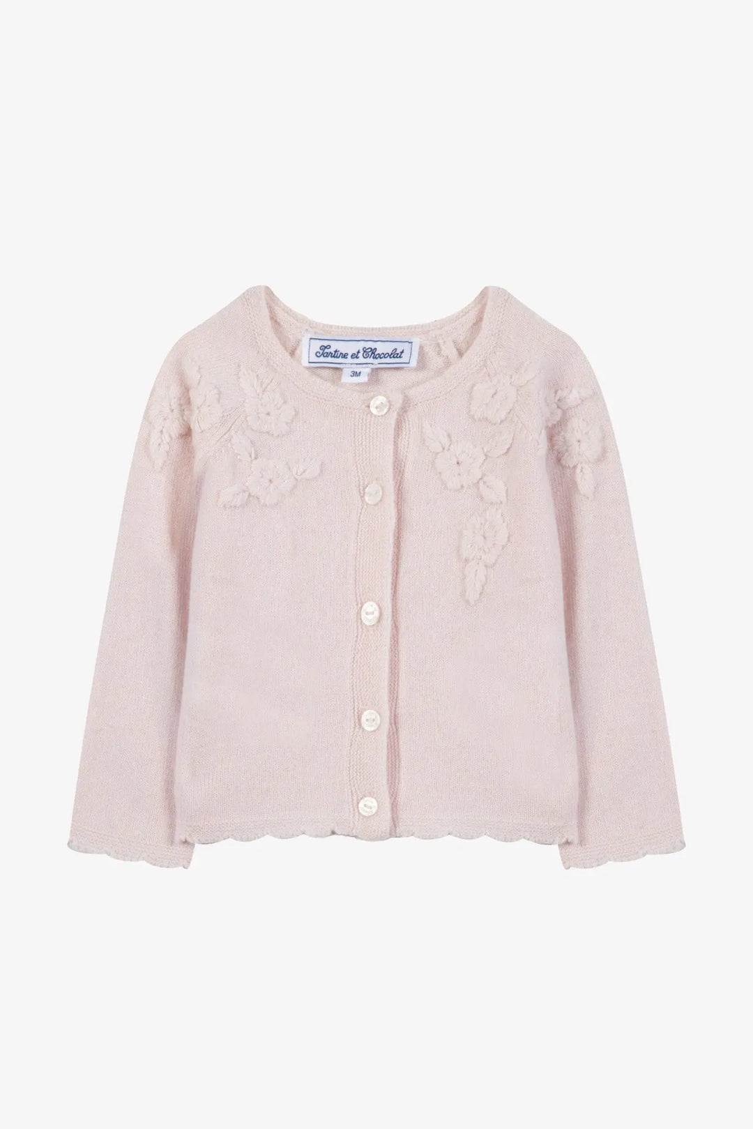 Blue Almonds Ltd Baby Girls Blush Pink Wool-Cashmere Cardigan Tartine et Chocolat