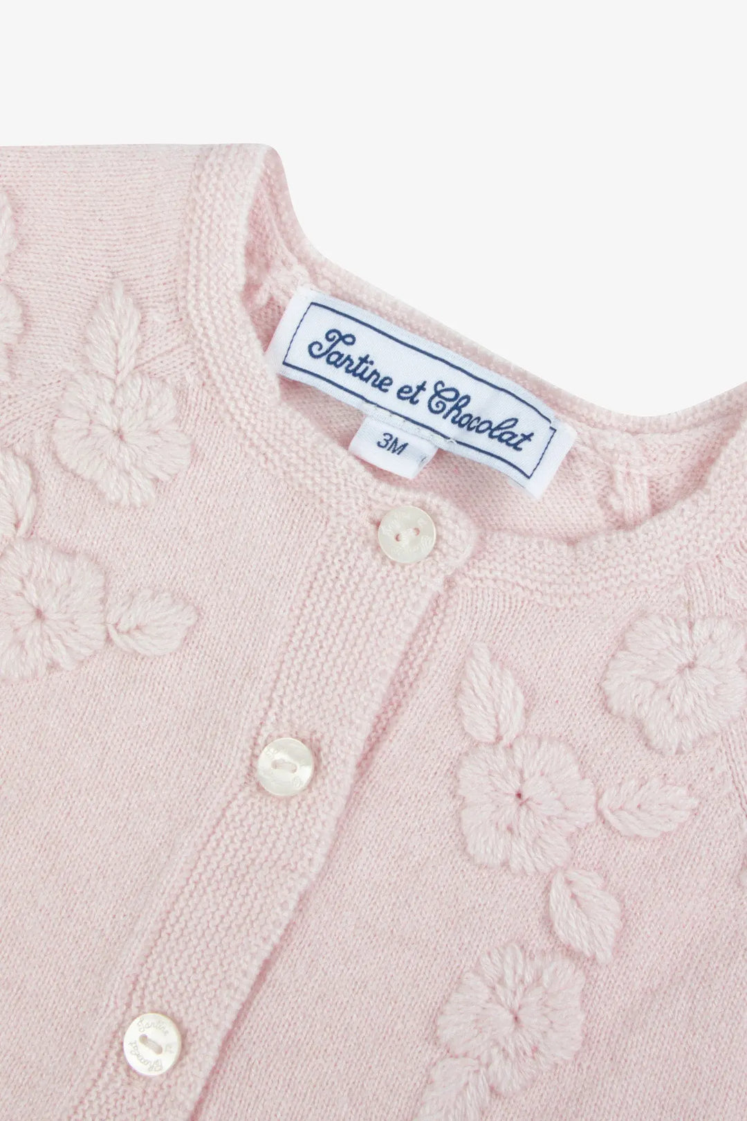 Blue Almonds Ltd Baby Girls Blush Pink Wool-Cashmere Cardigan Tartine et Chocolat