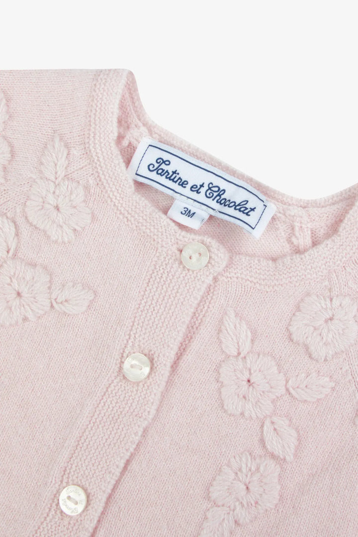 Blue Almonds Ltd Baby Girls Blush Pink Wool-Cashmere Cardigan Tartine et Chocolat