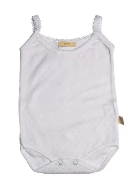 Blue Almonds Ltd Baby Girls Bodysuit with straps- white Baby Gi