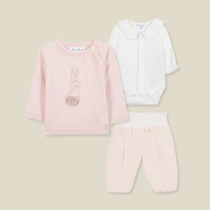 Blue Almonds Ltd Baby Girls Bunny Jumper, Body & Cord Trousers Set Tartine et Chocolat