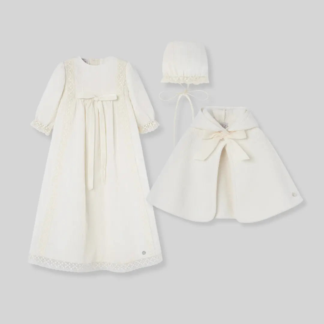 Blue Almonds Ltd Baby Girls Ceremony Dress Set in Soft Cream Paz Rodriguez
