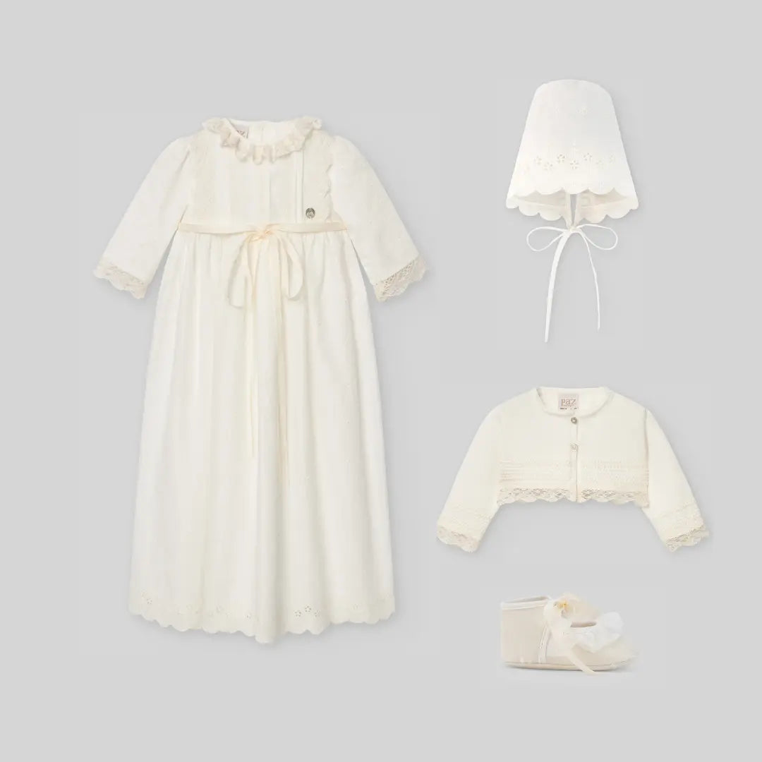 Blue Almonds Ltd Baby Girls Ceremony Set in Cream Paz Rodriguez