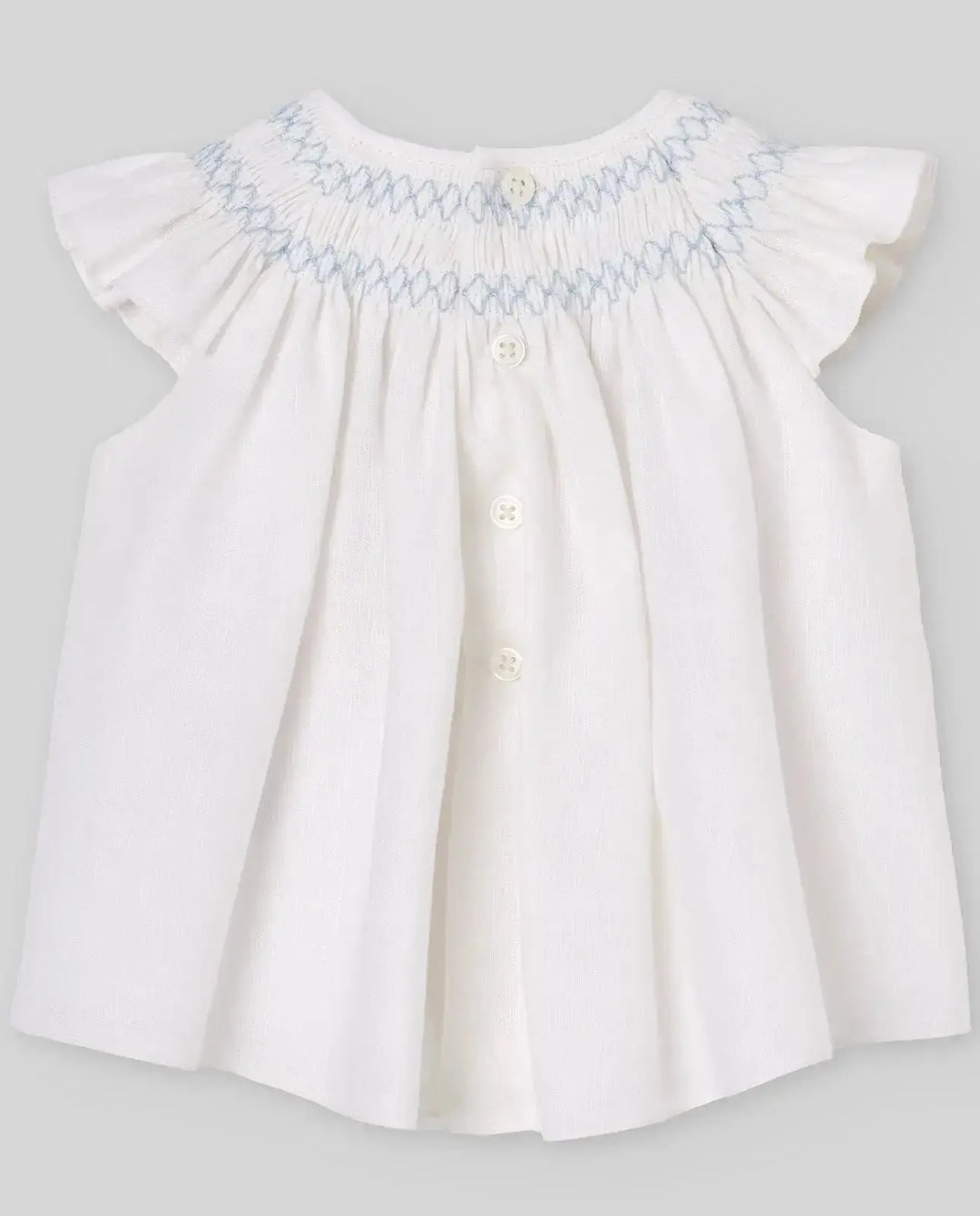 Blue Almonds Ltd WOVEN NEWBORN SHORT DRESS ESPUMA V26 - WhiteSky Blue Paz Rodriguez