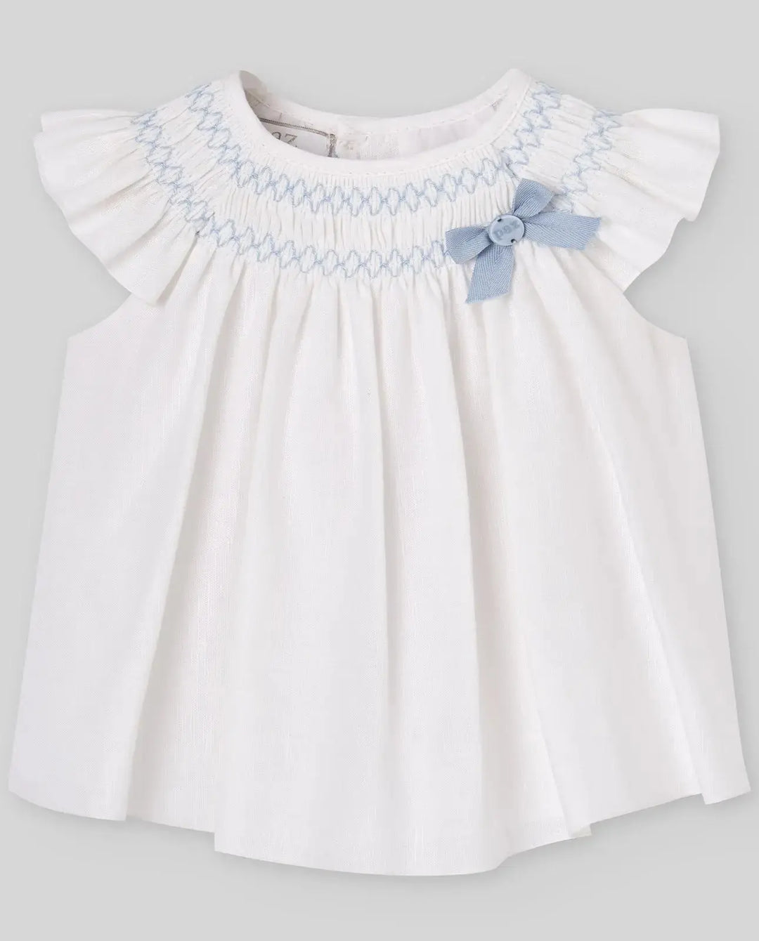 Blue Almonds Ltd WOVEN NEWBORN SHORT DRESS ESPUMA V26 - WhiteSky Blue Paz Rodriguez