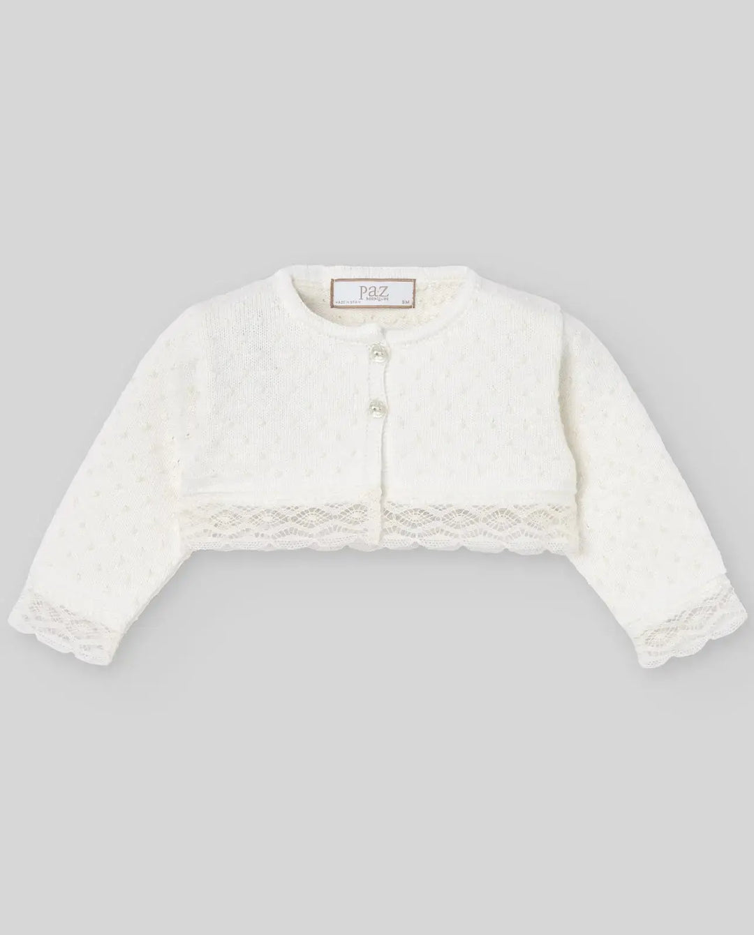 Blue Almonds Ltd KNIT NEWBORN SHORT CARDIGAN PAZ V26 - CreamBeige Paz Rodriguez