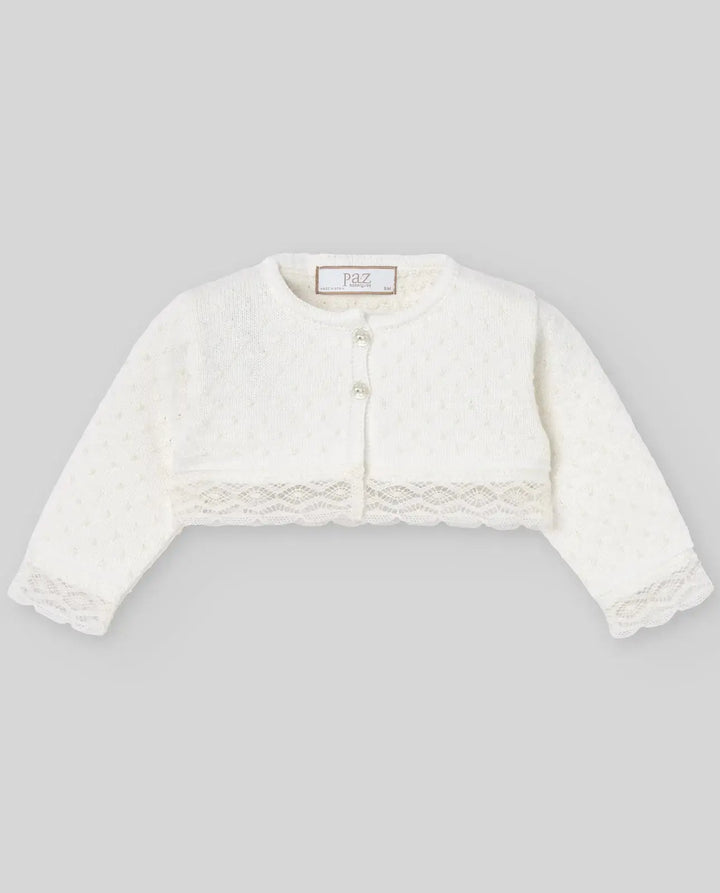 Blue Almonds Ltd KNIT NEWBORN SHORT CARDIGAN PAZ V26 - CreamBeige Paz Rodriguez