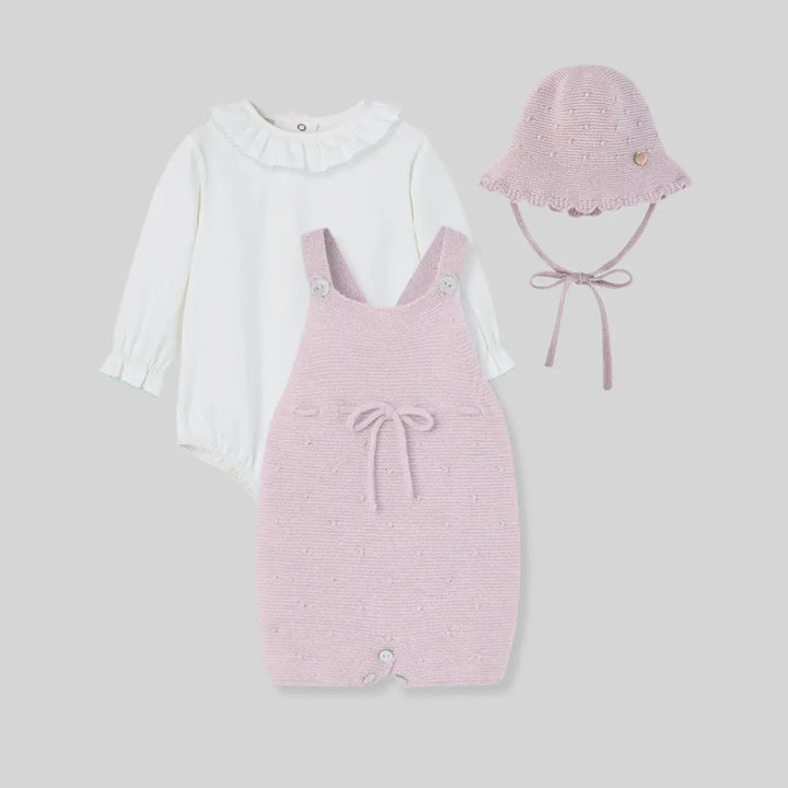Blue Almonds Ltd Baby Girls Dungarees Set in Mauve Paz Rodriguez