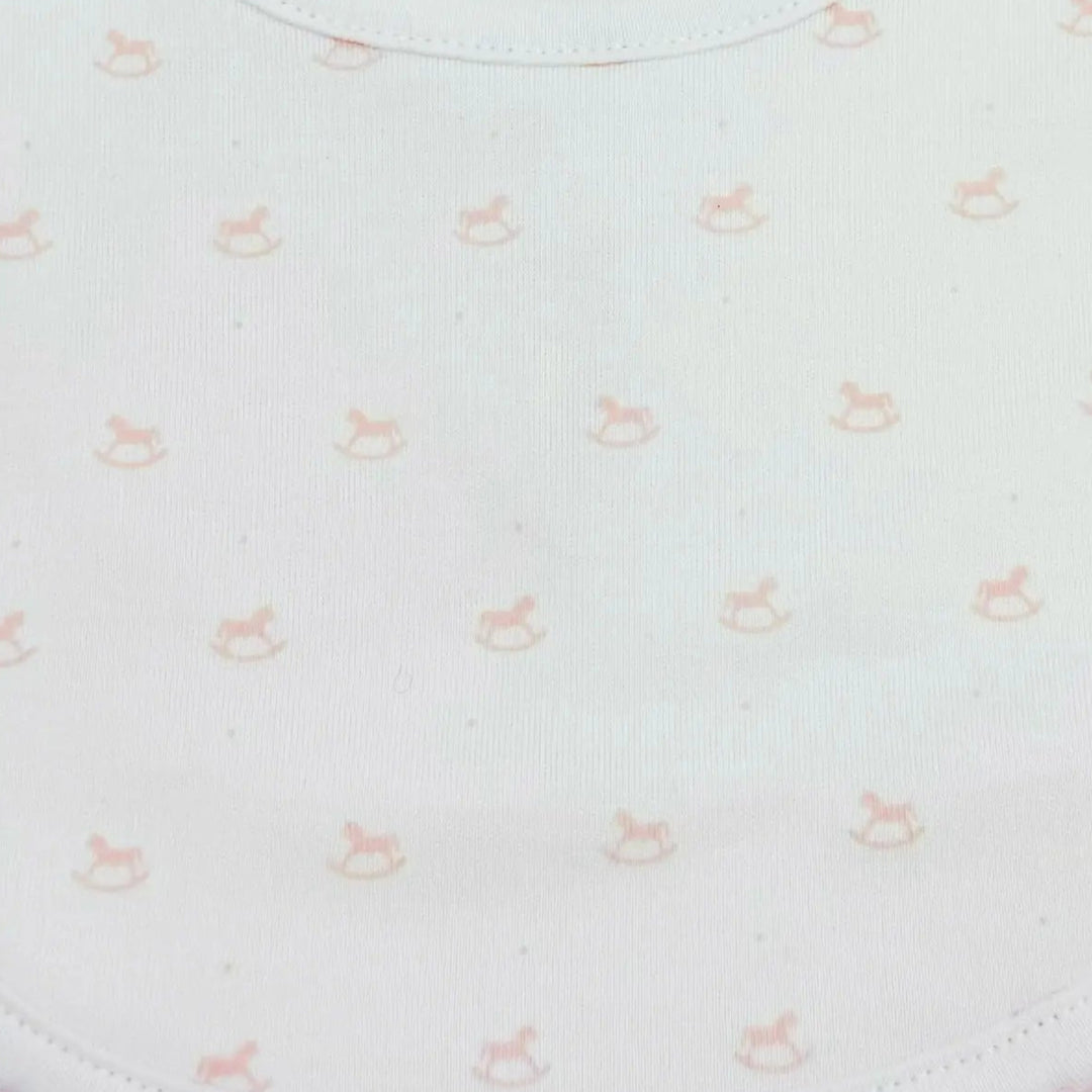 Blue Almonds Ltd Baby Girls Embroidered Bib - Pink Rocking Horse Blue Almonds X Lyda Baby