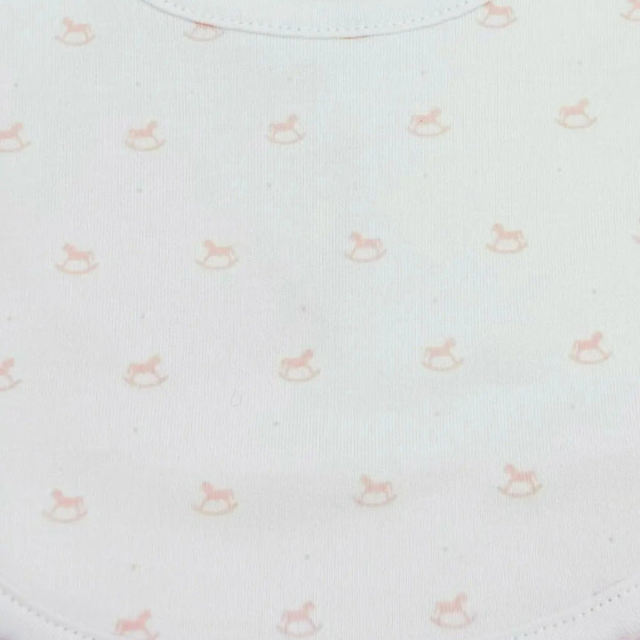 Blue Almonds Ltd Baby Girls Embroidered Bib - Pink Rocking Horse Blue Almonds X Lyda Baby