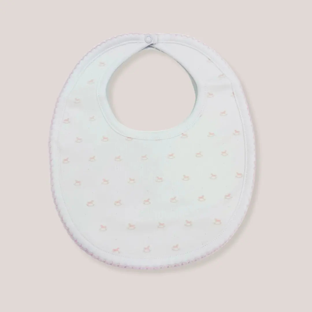 Blue Almonds Ltd Baby Girls Embroidered Bib - Pink Rocking Horse Blue Almonds X Lyda Baby