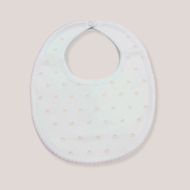 Blue Almonds Ltd Baby Girls Embroidered Bib - Pink Rocking Horse Blue Almonds X Lyda Baby