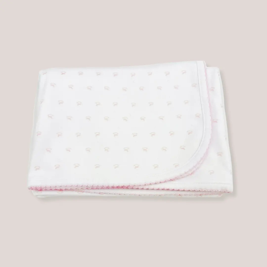 Blue Almonds Ltd Baby Girls Embroidered Blanket - Pink Rocking Horse Blue Almonds X Lyda Baby