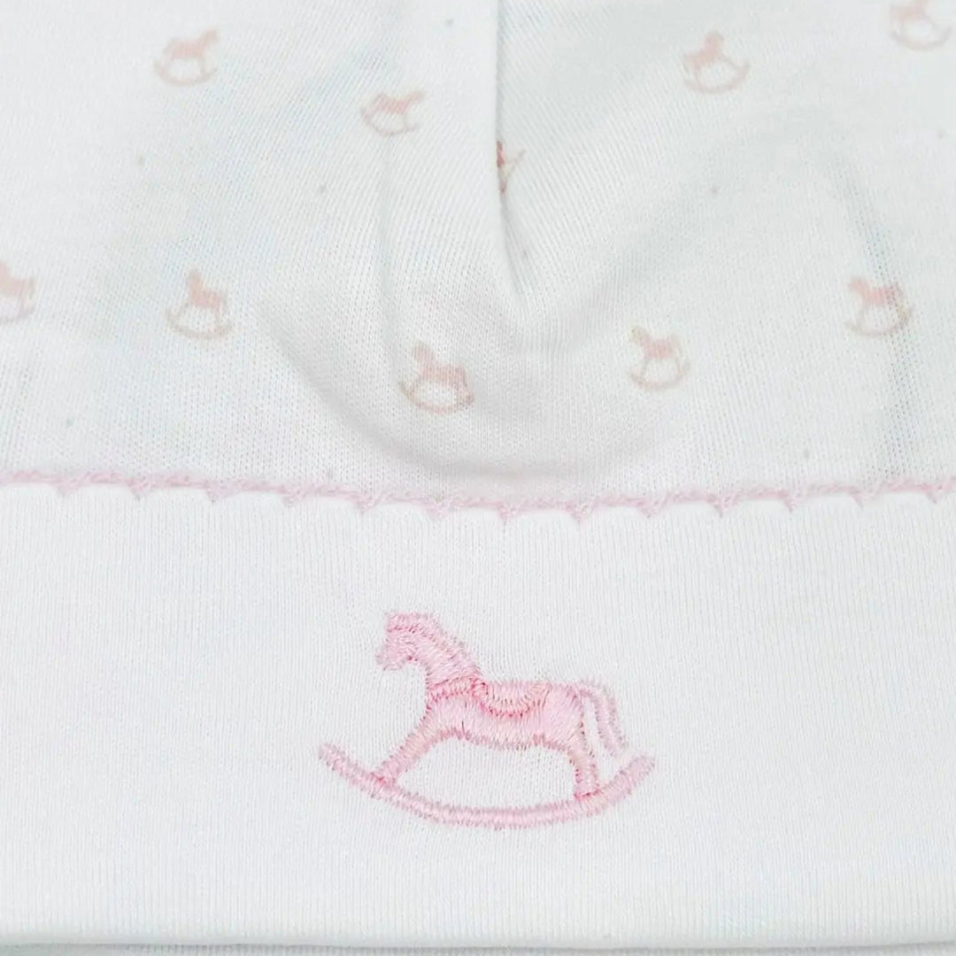 Blue Almonds Ltd Baby Girls Embroidered Hat - Pink Rocking Horse Blue Almonds X Lyda Baby