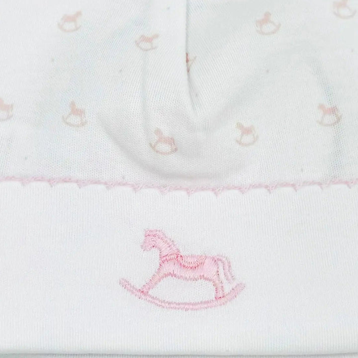 Blue Almonds Ltd Baby Girls Embroidered Hat - Pink Rocking Horse Blue Almonds X Lyda Baby