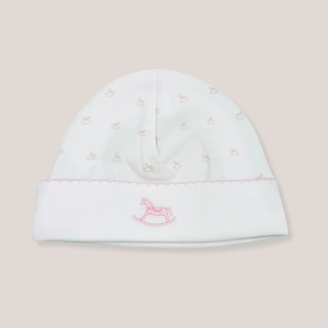 Blue Almonds Ltd Baby Girls Embroidered Hat - Pink Rocking Horse Blue Almonds X Lyda Baby