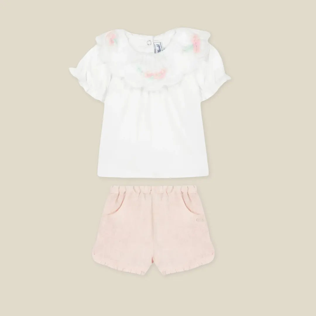 Blue Almonds Ltd Baby Girls Floral Pale Pink Shorts Set Tartine et Chocolat