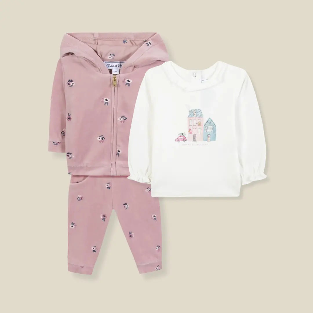 Blue Almonds Ltd Baby Girls Floral Tracksuits Set Tartine et Chocolat