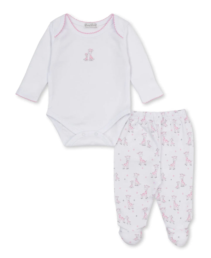 Blue Almonds Ltd Baby Girls Footed Pant Set - Just Giraffes Kissy Kissy