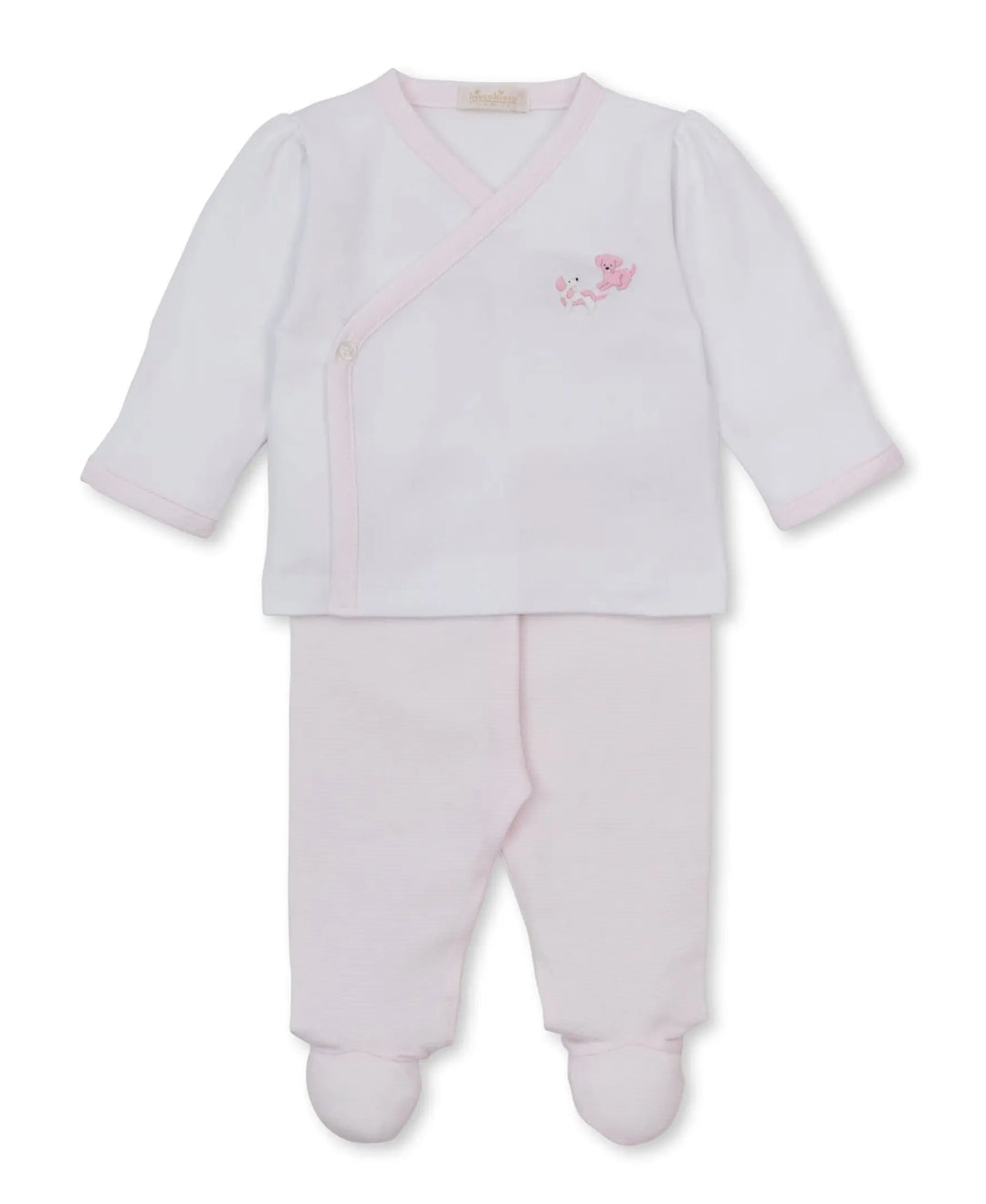 Blue Almonds Ltd Baby Girls Footed Pant Set - Puppy Paws Kissy Kissy