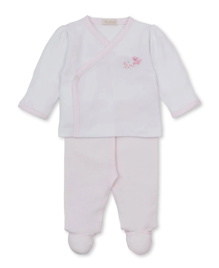 Blue Almonds Ltd Baby Girls Footed Pant Set - Puppy Paws Kissy Kissy