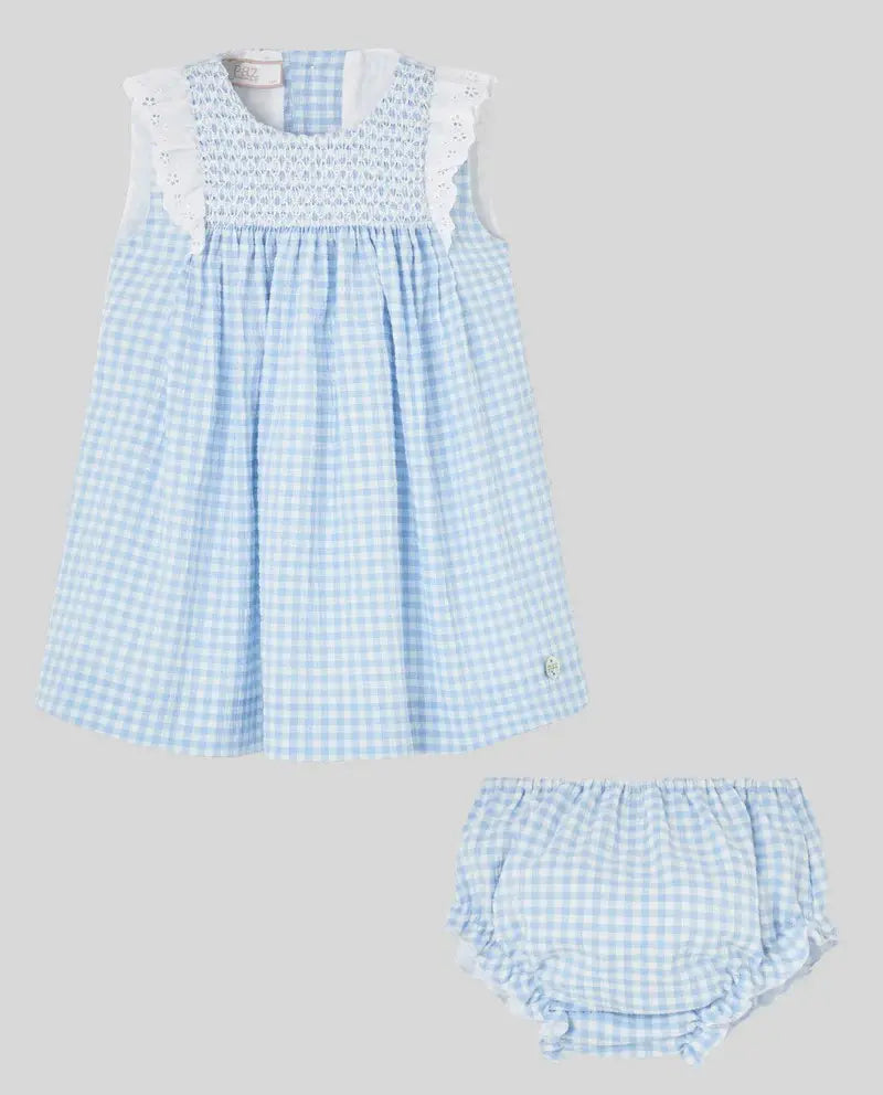 Blue Almonds Ltd Baby Girls Gingham Dress in Sky Blue Paz Rodriguez