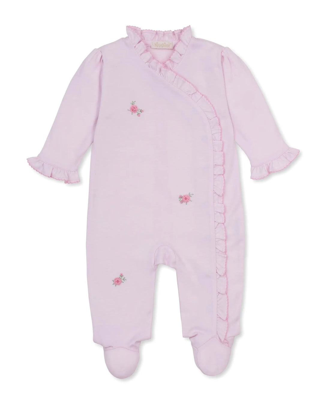 Blue Almonds Ltd Baby Girls Hand Embroidered Babygrow - Cottage Roses Kissy Kissy