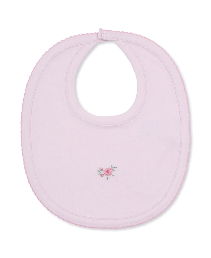 Blue Almonds Ltd Baby Girls Hand Embroidered Bib - Cottage Roses Kissy Kissy