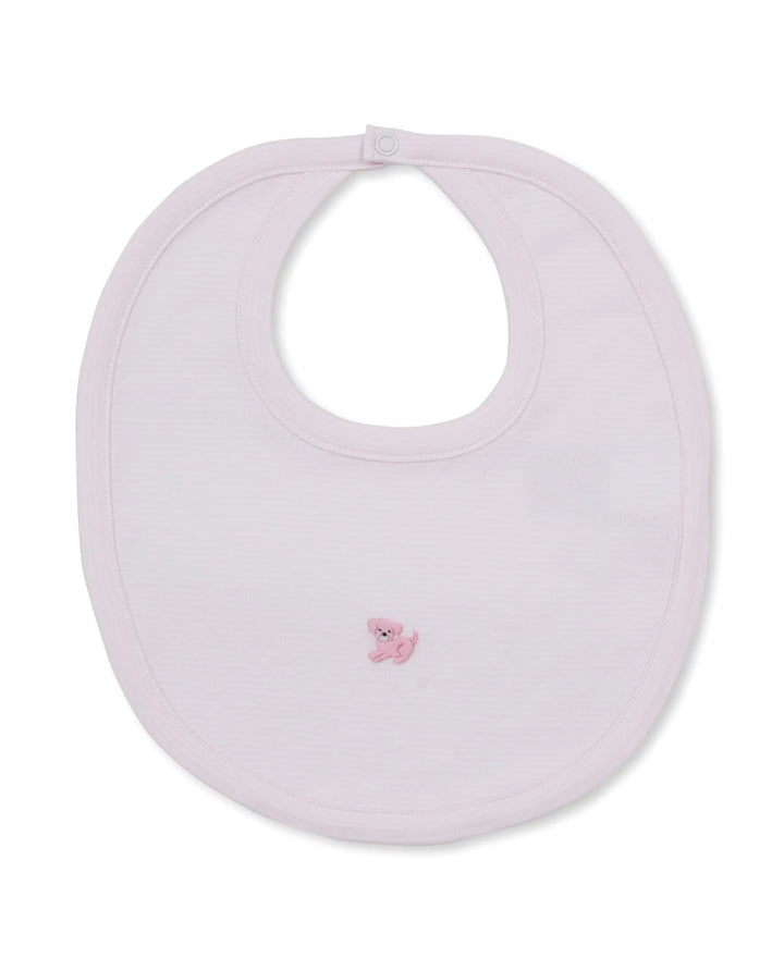 Blue Almonds Ltd Baby Girls Hand Embroidered Bib - Puppy Paws Kissy Kissy