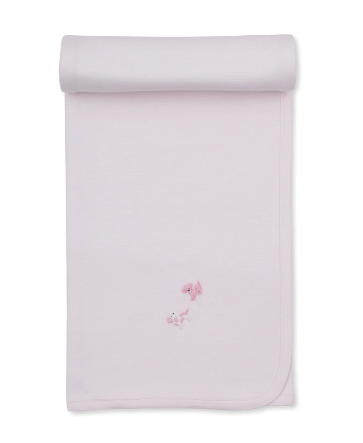 Blue Almonds Ltd Baby Girls Hand Embroidered Blanket - Puppy Paws Kissy Kissy