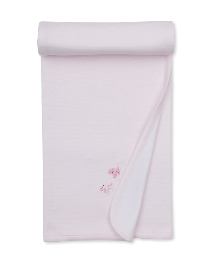 Baby Girls Hand Embroidered Blanket - Puppy Paws
