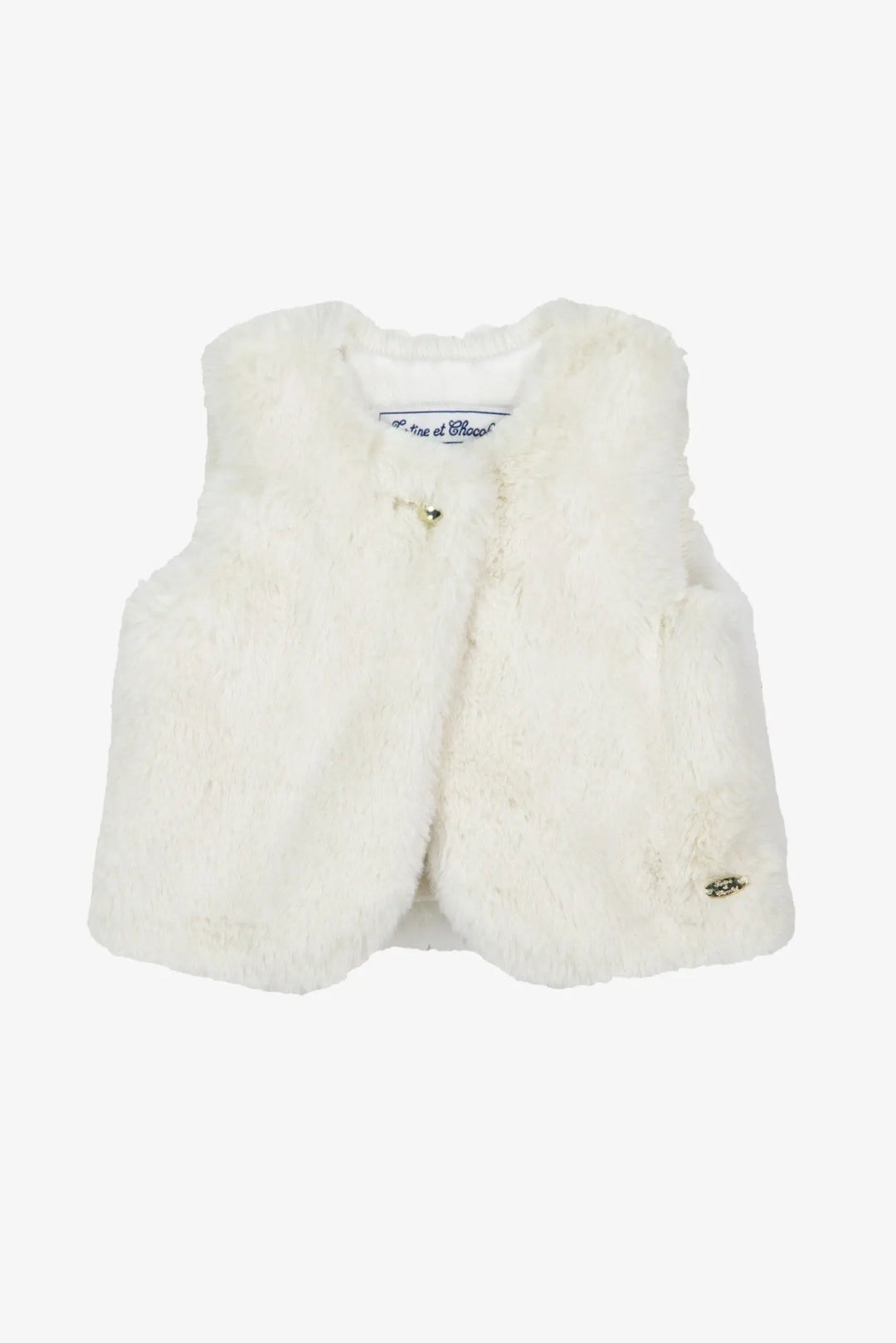 Blue Almonds Ltd Baby Girls Ivory Faux Fur Gilet Tartine et Chocolat