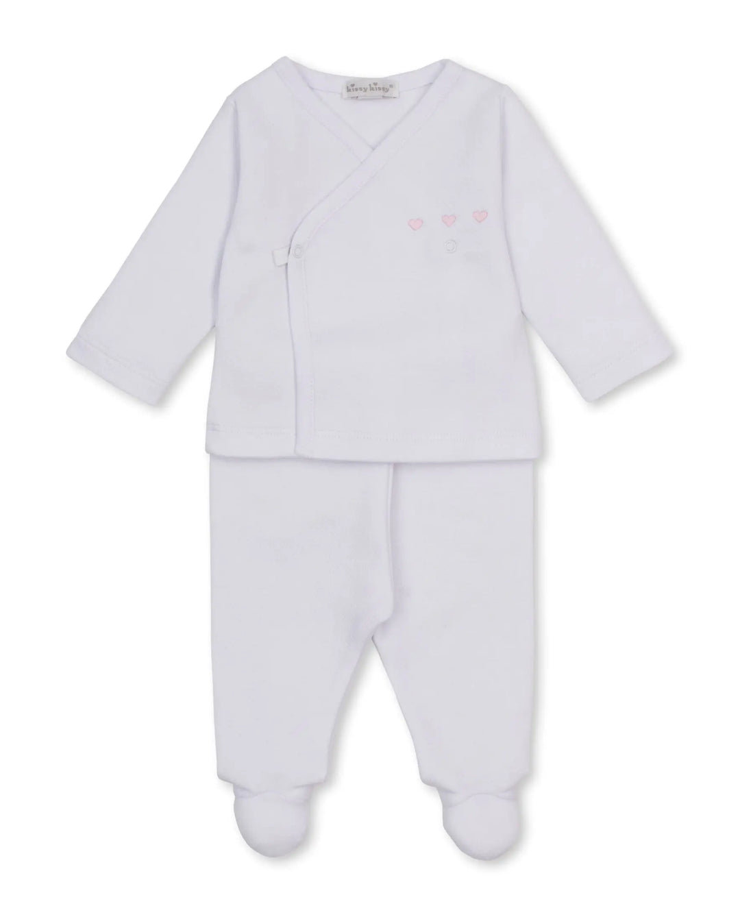 Blue Almonds Ltd Baby Girls Jacquard Footed Pant Set - Baby Blessings Kissy Kissy
