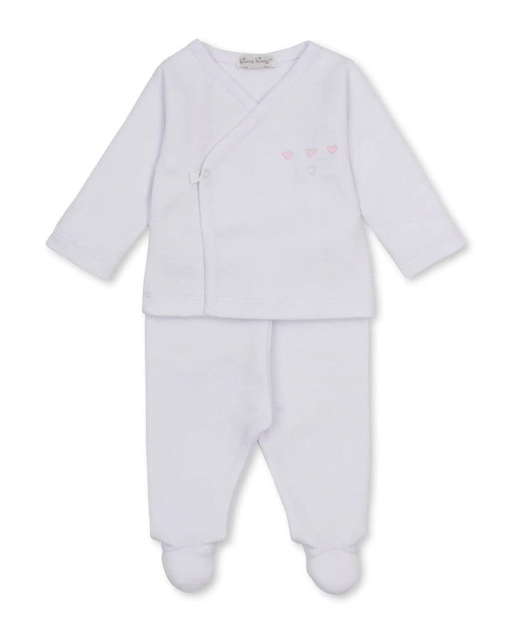 Blue Almonds Ltd Baby Girls Jacquard Footed Pant Set - Baby Blessings Kissy Kissy
