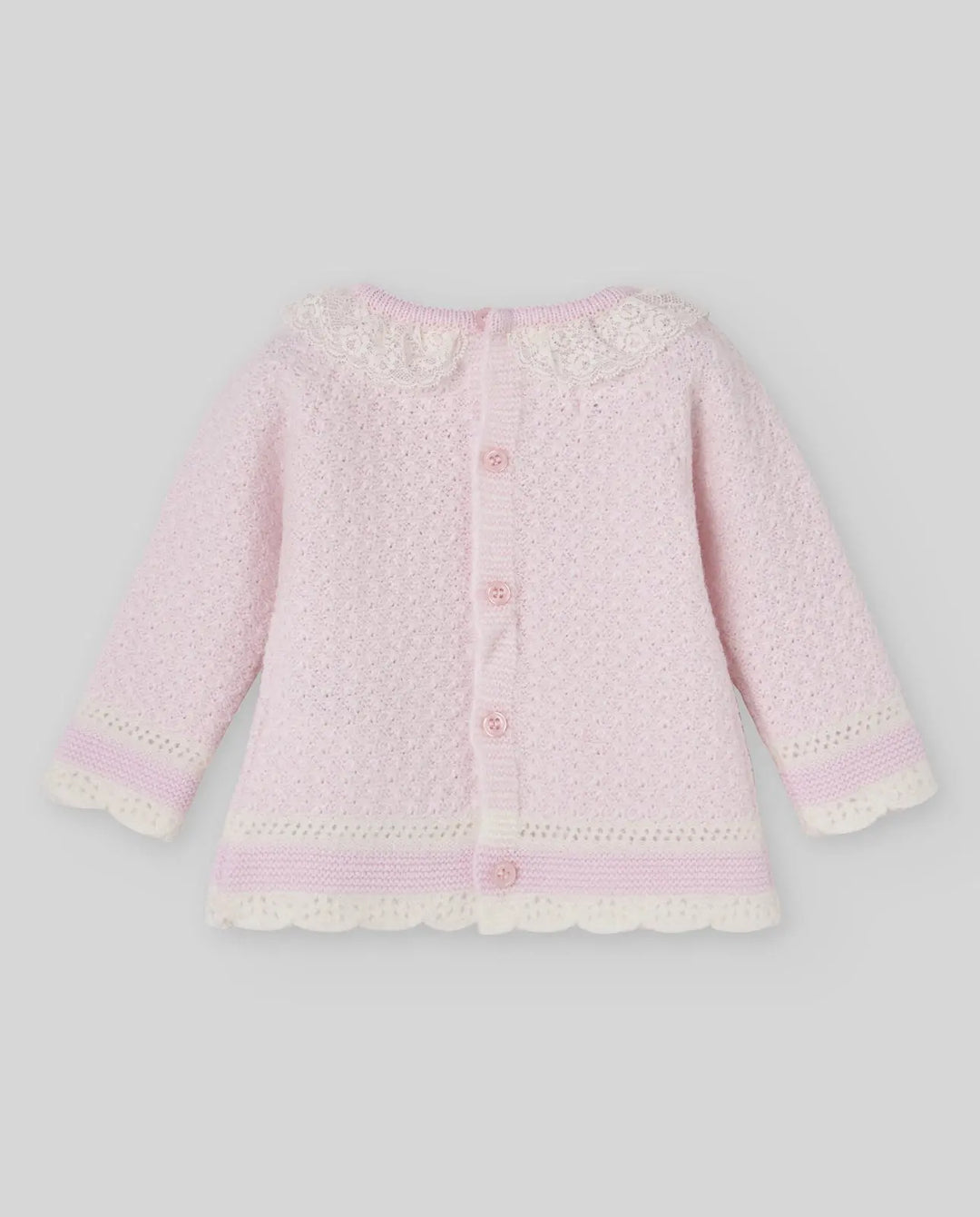Baby Girls Knitted Bonnet, Jumper & Leggings Set Nai in Light Pink & Cream