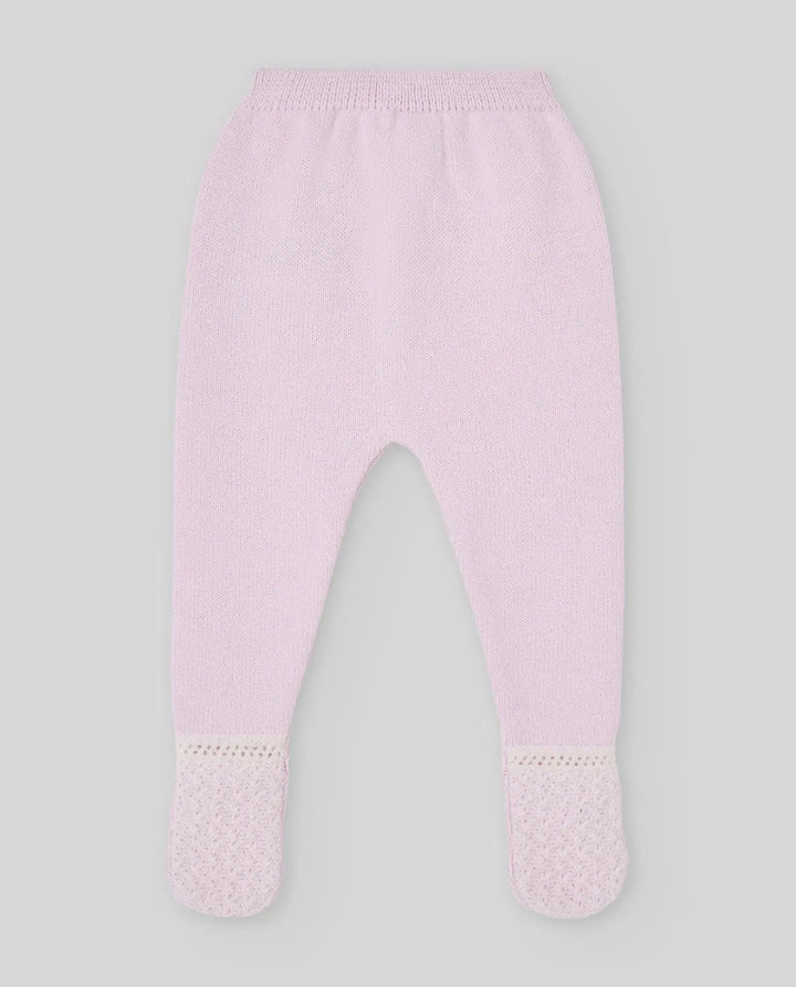 Baby Girls Knitted Bonnet, Jumper & Leggings Set Nai in Light Pink & Cream