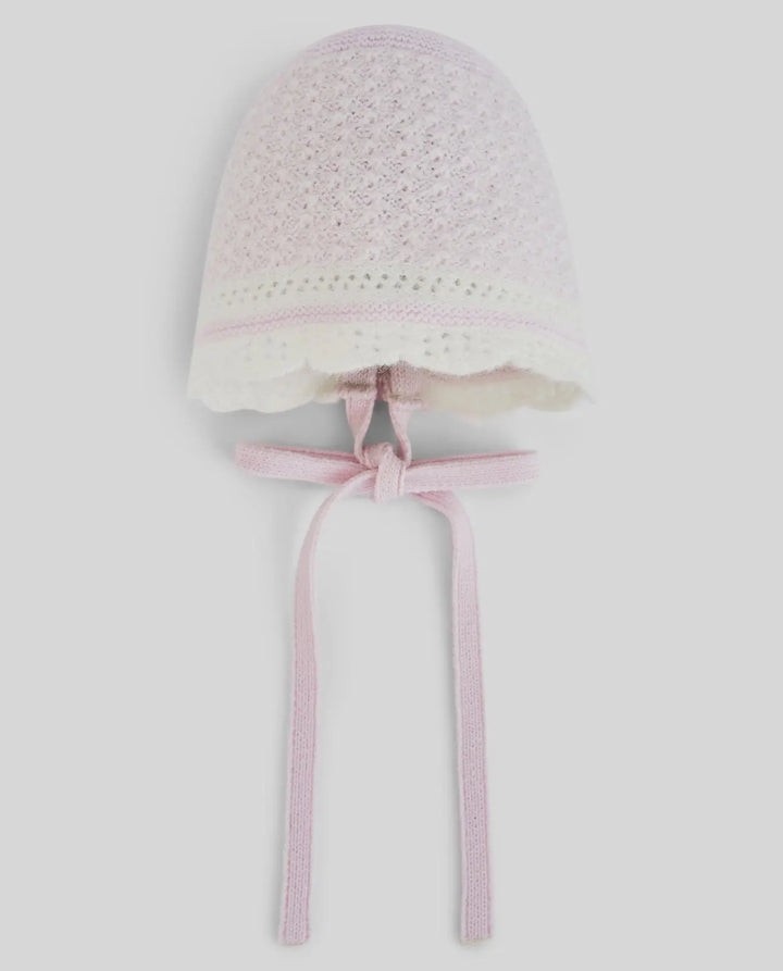 Baby Girls Knitted Bonnet, Jumper & Leggings Set Nai in Light Pink & Cream