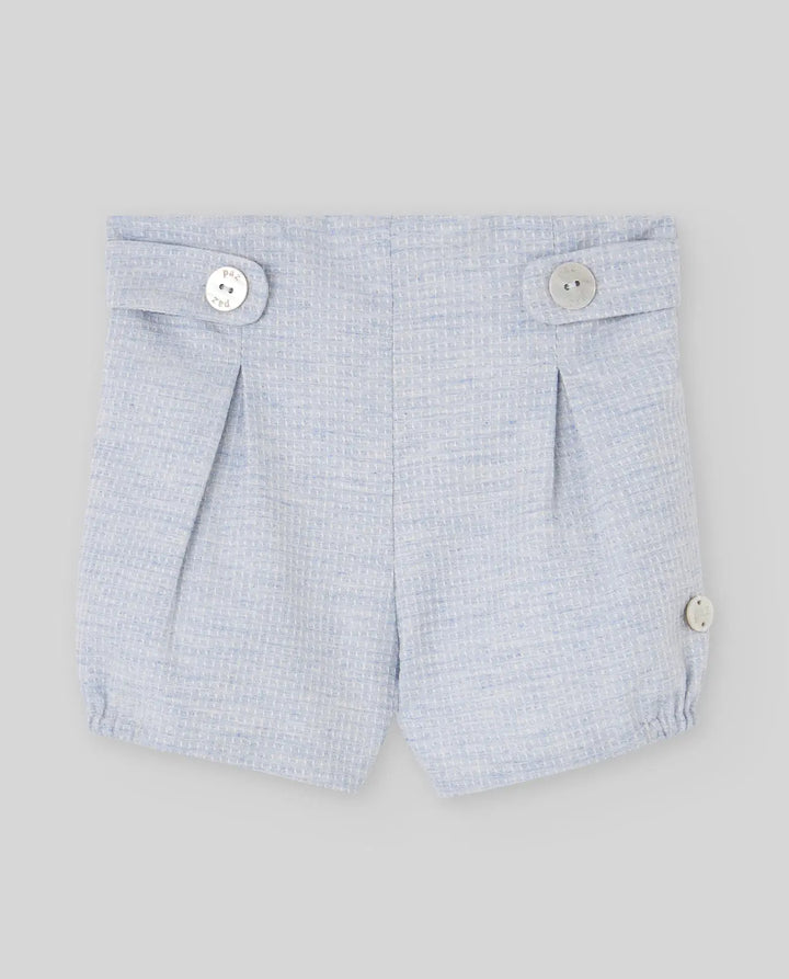 Baby Girls Knitted Cardigan, Woven Blouse & Shorts Set Val in Chalk Blue
