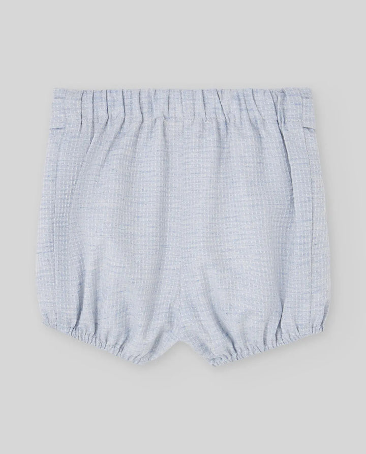 Baby Girls Knitted Cardigan, Woven Blouse & Shorts Set Val in Chalk Blue