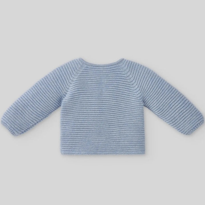 Baby Girls Knitted Cardigan, Woven Blouse & Shorts Set Val in Chalk Blue