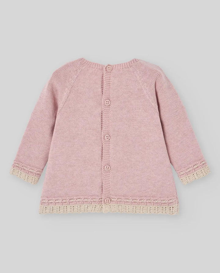 Baby Girls Knitted Hat, Jumper & Leggings Set Val in Powder Pink & Light Brown