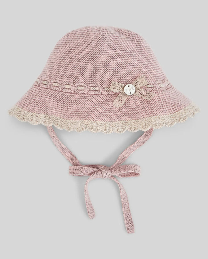 Baby Girls Knitted Hat, Jumper & Leggings Set Val in Powder Pink & Light Brown