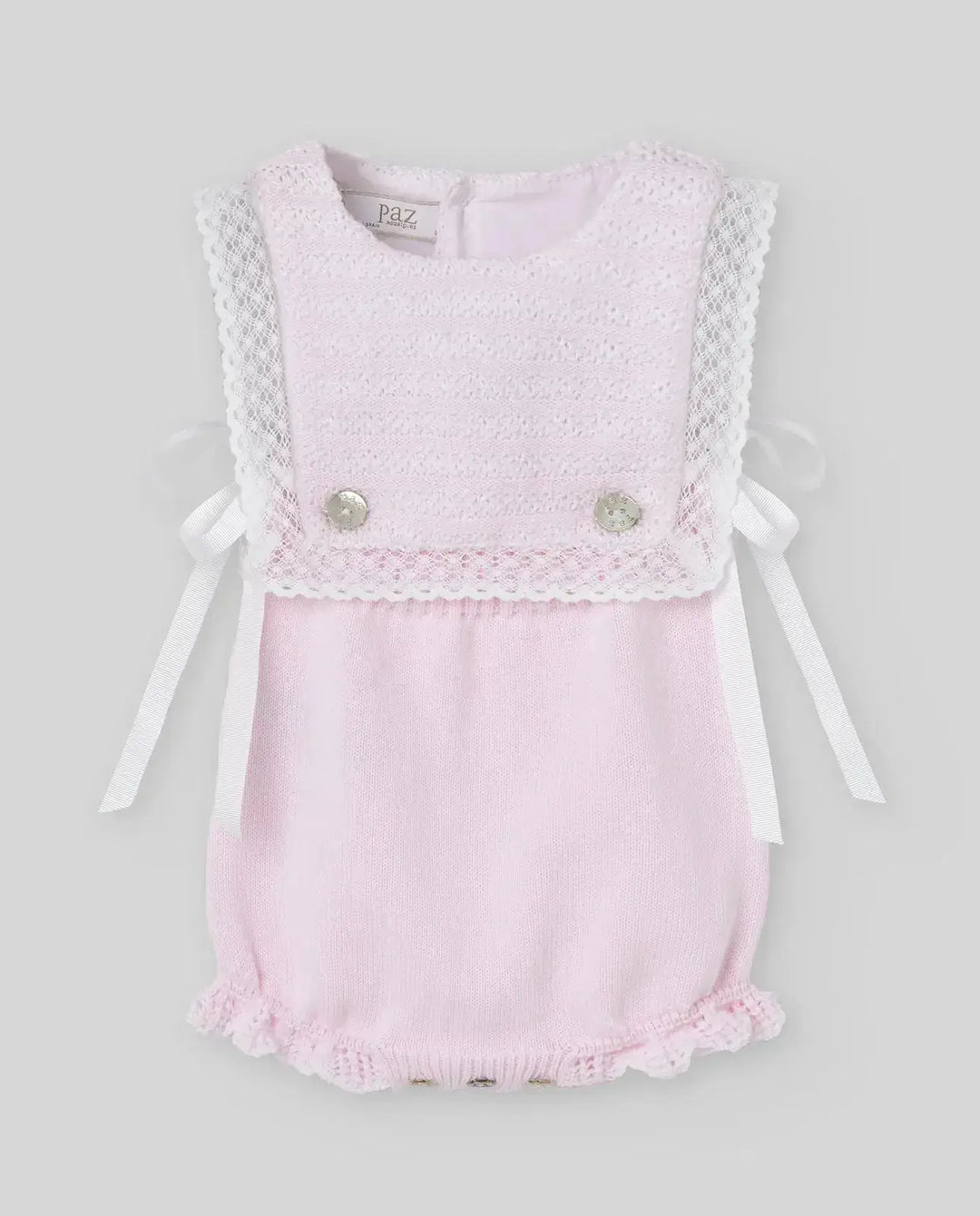 Blue Almonds Ltd KNIT NEWBORN ROMPER ALAIA - Chalk PinkWhite Paz Rodriguez