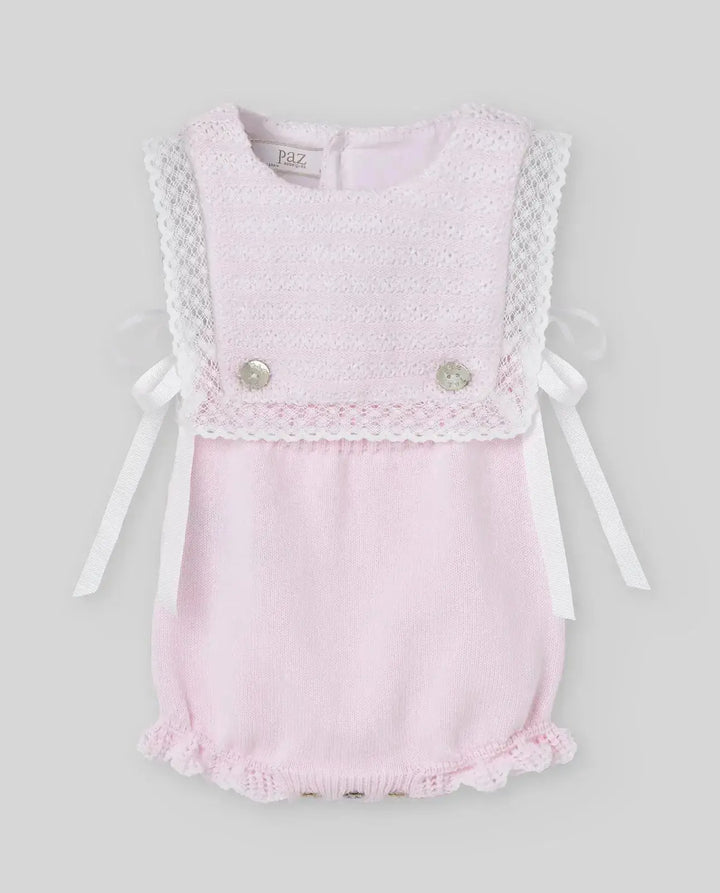 Blue Almonds Ltd KNIT NEWBORN ROMPER ALAIA - Chalk PinkWhite Paz Rodriguez
