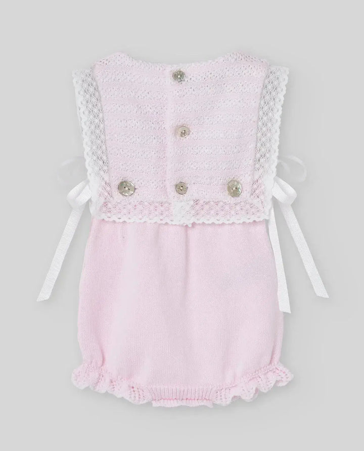 Blue Almonds Ltd KNIT NEWBORN ROMPER ALAIA - Chalk PinkWhite Paz Rodriguez